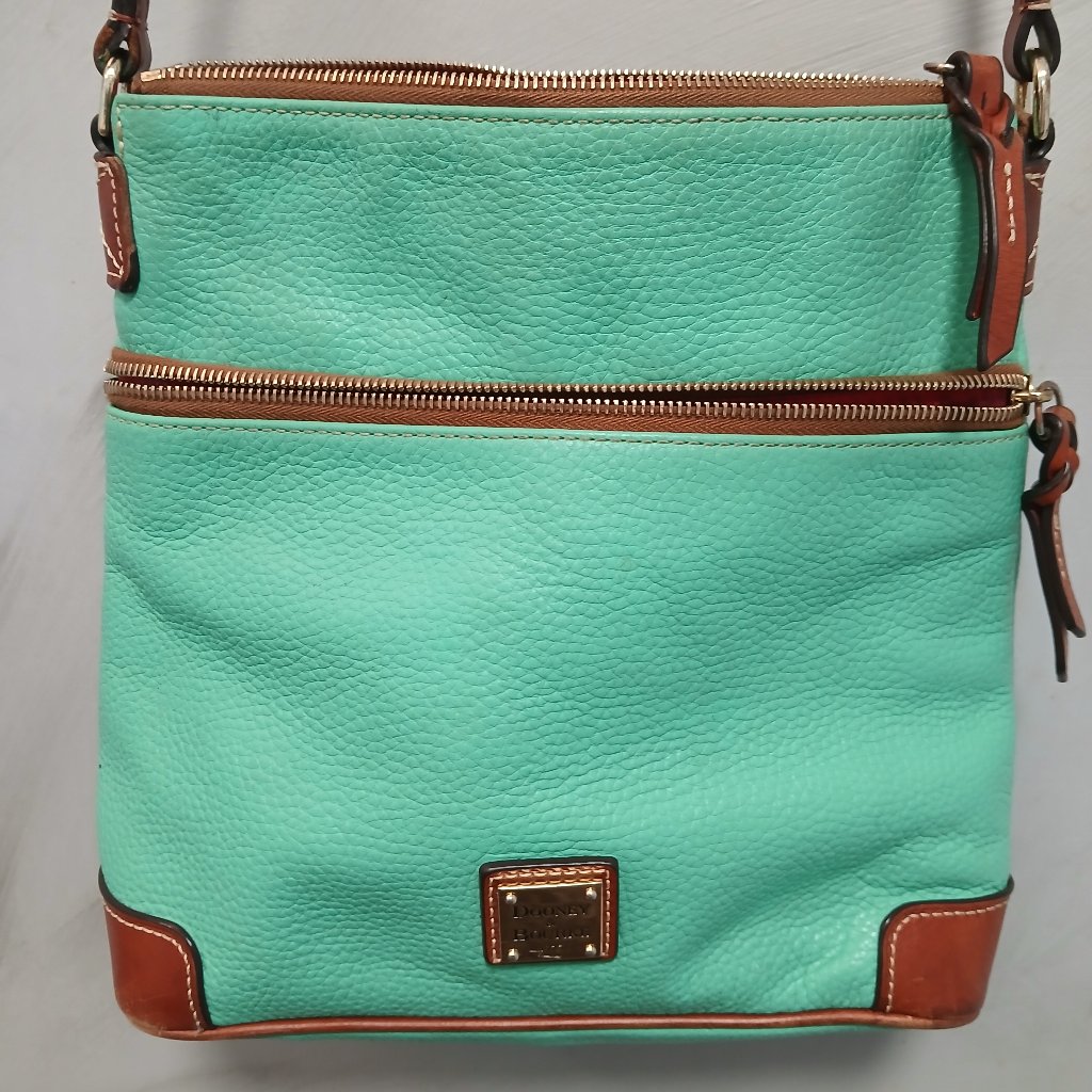 Dooney & Bourke Mint Green And Brown Leather Crossbody Bag